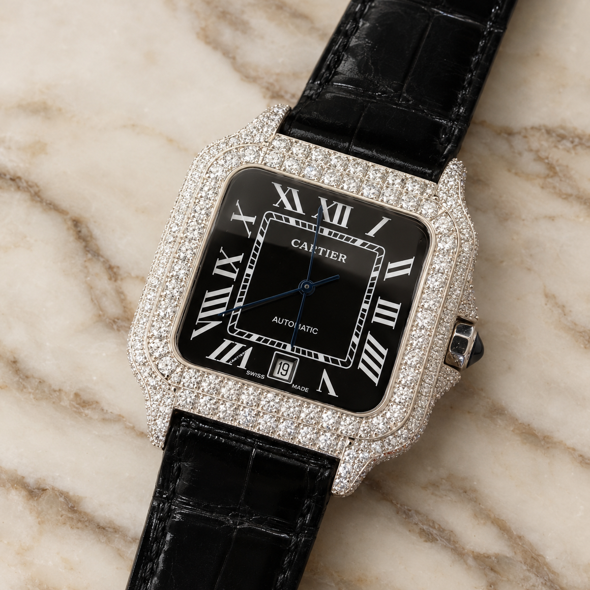 Moissanites Cartier Leather Strap